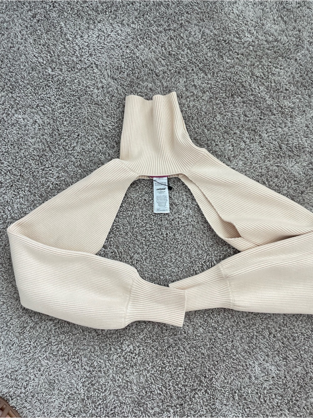Edikted Cream Ribbed Knit Shrug  coverup Top